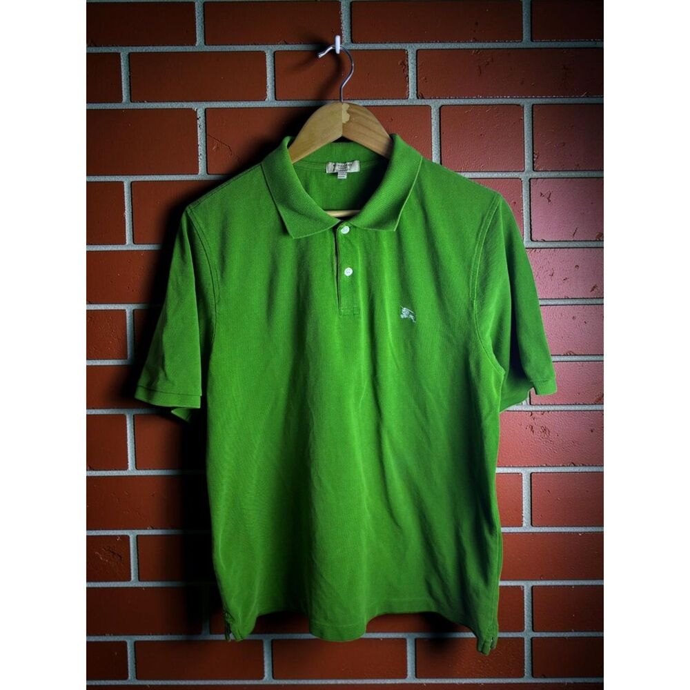 Burberry London Classic Fit Polo Shirt Men's Large Green Equestrian Knight